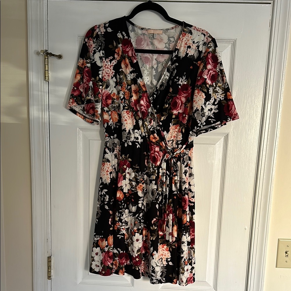 Multicolored Floral Wrap Sundress: Size XL
